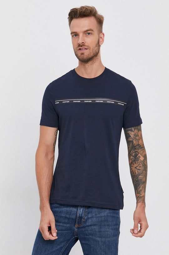 granatowy Calvin Klein T-shirt bawełniany Męski