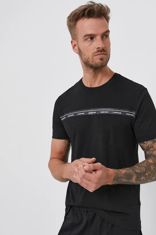 czarny Calvin Klein T-shirt bawełniany Męski