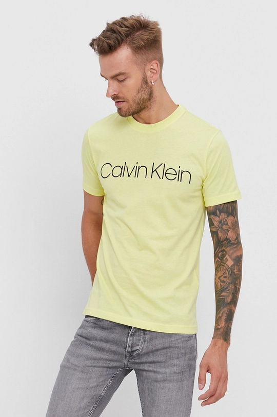 Calvin Klein T-shirt bawełniany żółty