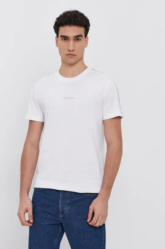 biały Calvin Klein Jeans T-shirt bawełniany J30J318456.4890 Męski