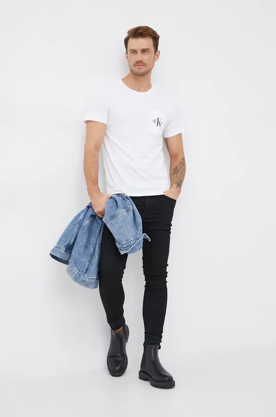 Calvin Klein Jeans T-shirt bawełniany J30J319098.4890 biały