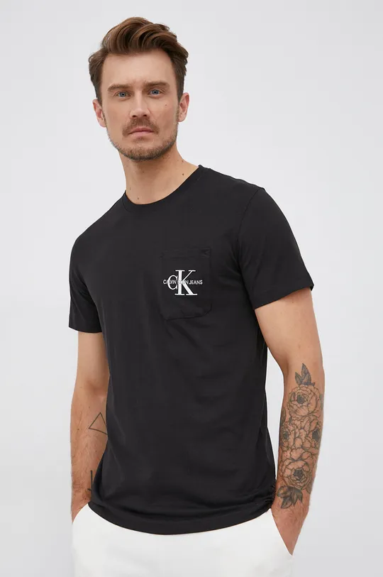 czarny Calvin Klein Jeans T-shirt bawełniany J30J319098.4890 Męski