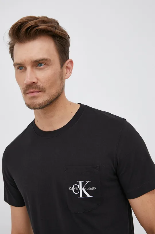 czarny Calvin Klein Jeans T-shirt bawełniany J30J319098.4890