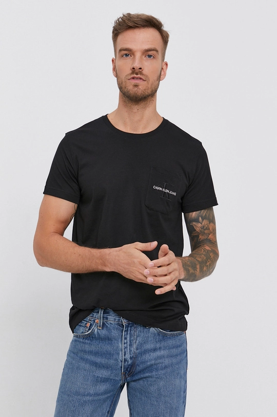 czarny Calvin Klein Jeans T-shirt bawełniany J30J319098.4890 Męski