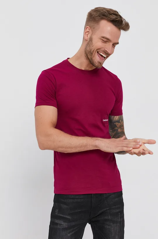 fialová Bavlnené tričko Calvin Klein Jeans Pánsky