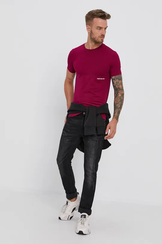 Calvin Klein Jeans T-shirt bawełniany J30J318226.4890 fioletowy