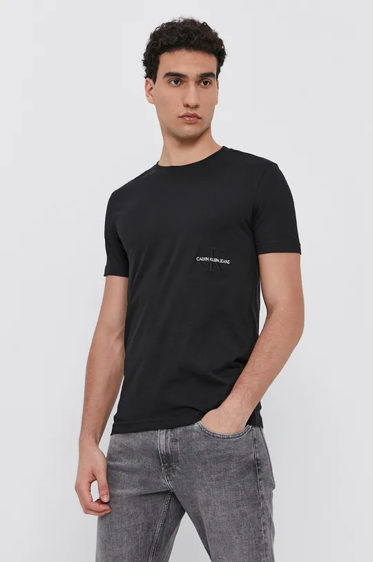 czarny Calvin Klein Jeans T-shirt bawełniany J30J318226.4890 Męski
