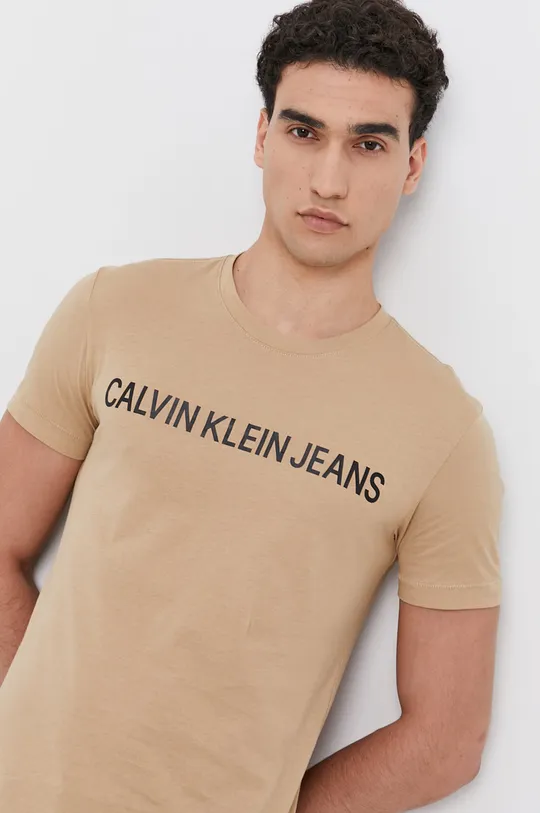 beżowy Calvin Klein Jeans T-shirt J30J307856.4890 Męski