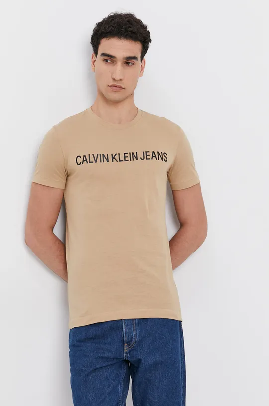 beżowy Calvin Klein Jeans T-shirt J30J307856.4890