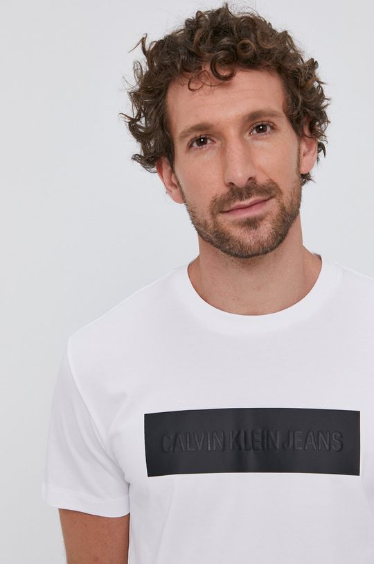 biały Calvin Klein Jeans T-shirt Męski