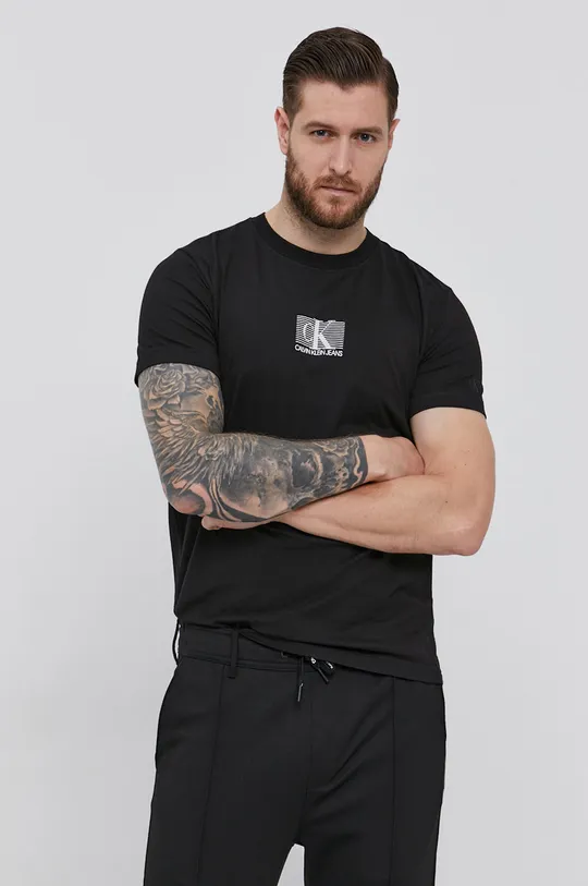 czarny Calvin Klein Jeans T-shirt J30J318201.4890 Męski