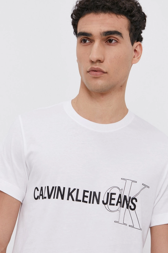 biela Bavlnené tričko Calvin Klein Jeans