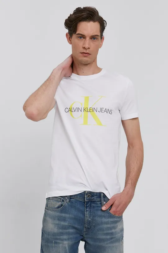 biały Calvin Klein Jeans T-shirt J30J317065.4890 Męski