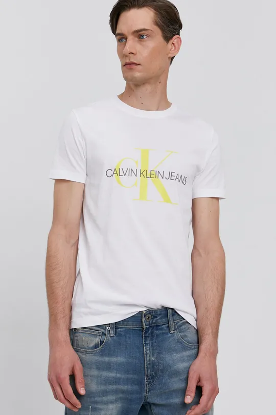 biały Calvin Klein Jeans T-shirt J30J317065.4890