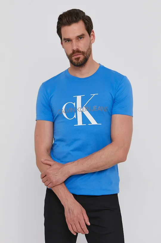 niebieski Calvin Klein Jeans T-shirt J30J317065.4890 Męski