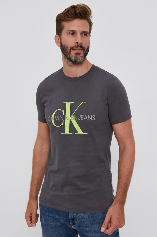 szary Calvin Klein Jeans T-shirt J30J317065.4890 Męski