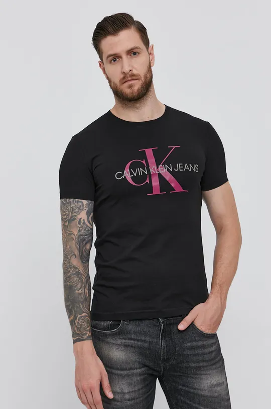 czarny Calvin Klein Jeans T-shirt J30J317065.4890 Męski