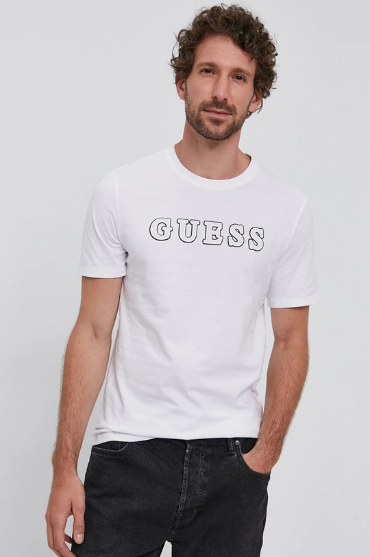 biały Guess T-shirt Męski