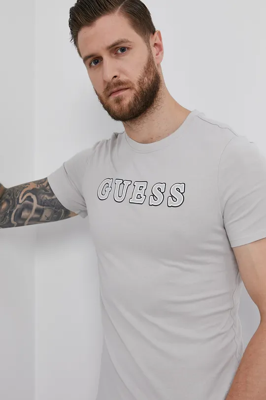 szary Guess T-shirt Męski