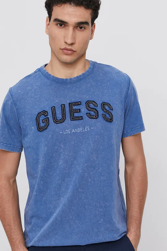 niebieski Guess T-shirt bawełniany