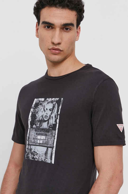 szary Guess T-shirt bawełniany