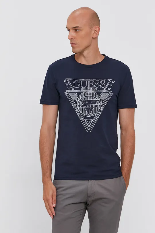 granatowy Guess T-shirt Męski