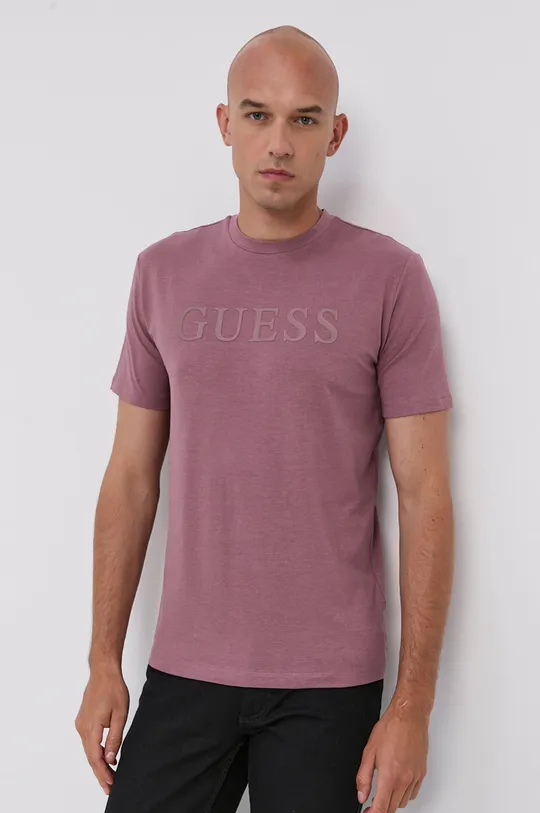 różowy Guess T-shirt Męski