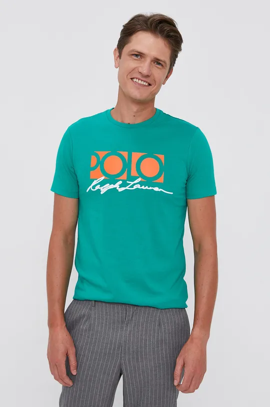 zielony Polo Ralph Lauren T-shirt bawełniany 710843376003 Męski