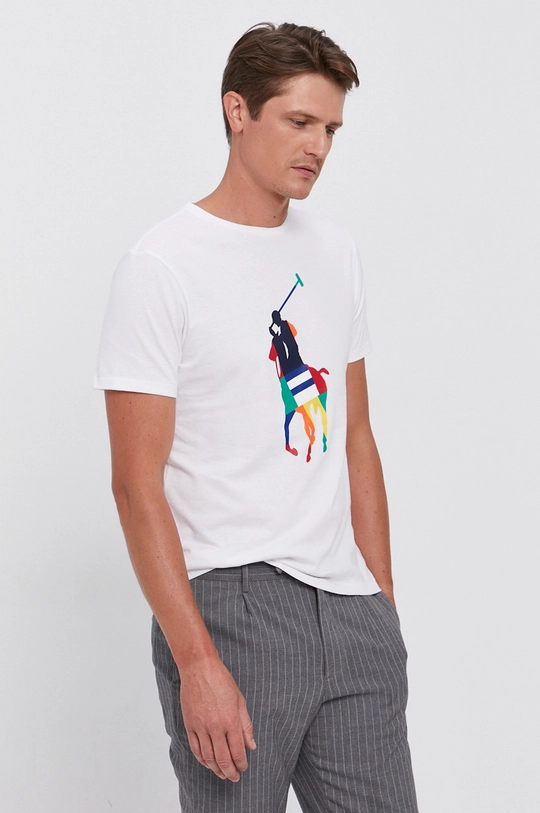 biały Polo Ralph Lauren T-shirt bawełniany 710843377002 Męski