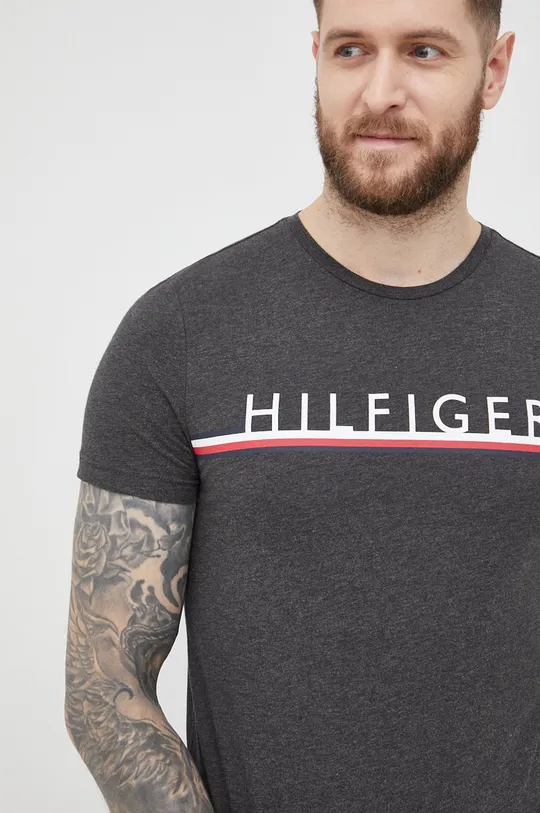 szary Tommy Hilfiger t-shirt bawełniany