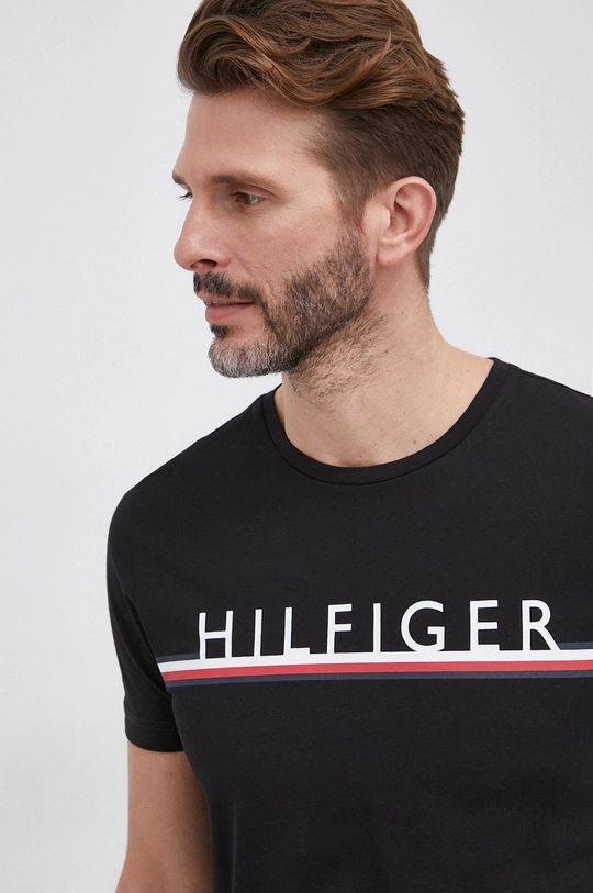 čierna Bavlnené tričko Tommy Hilfiger