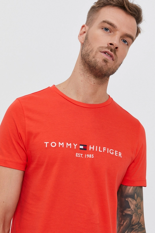 oranžová Tommy Hilfiger - Bavlnené tričko