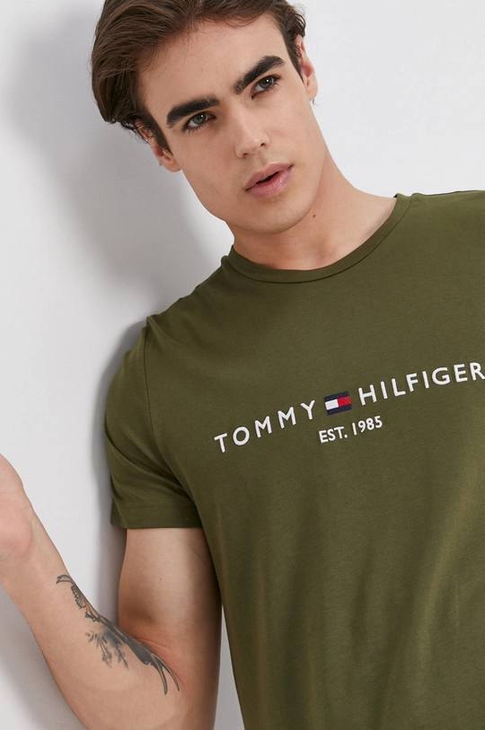 zielony Tommy Hilfiger T-shirt bawełniany