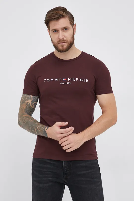 hnedá Tommy Hilfiger - Bavlnené tričko Pánsky