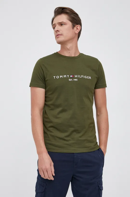 zelená Bavlnené tričko Tommy Hilfiger