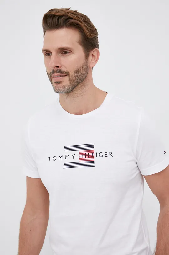 bijela Pamučna majica Tommy Hilfiger