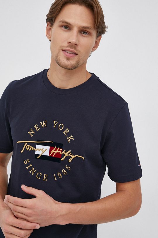 granatowy Tommy Hilfiger T-shirt bawełniany Męski