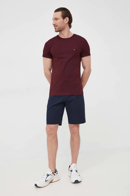 Bavlnené tričko Tommy Hilfiger burgundské