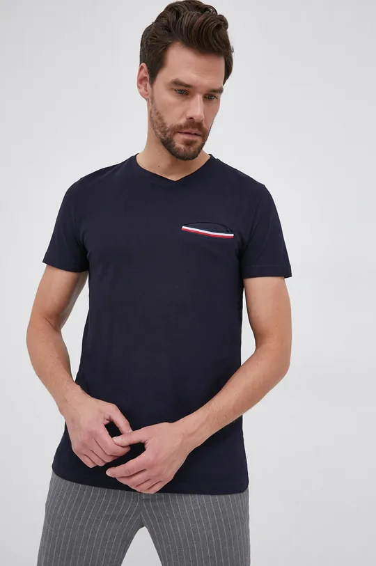 granatowy Tommy Hilfiger T-shirt bawełniany