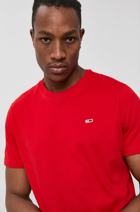 czerwony Tommy Jeans T-shirt bawełniany DM0DM09598.4890