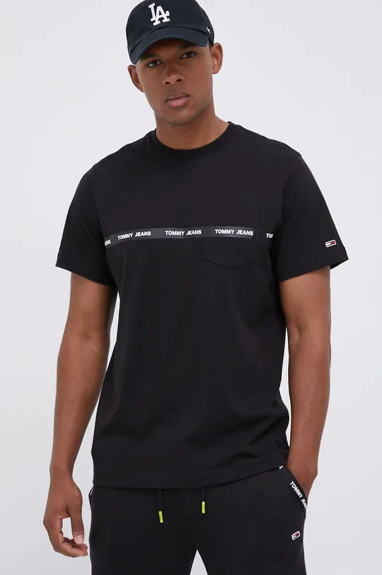 czarny Tommy Jeans T-shirt bawełniany DM0DM11410.4890 Męski