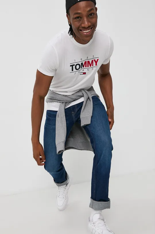 λευκό Tommy Jeans - Βαμβακερό μπλουζάκι Ανδρικά