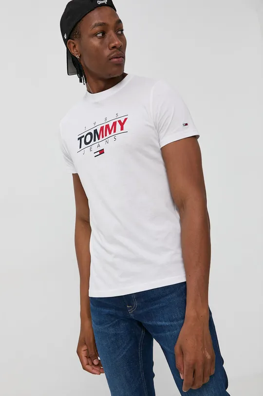 Tommy Jeans - Βαμβακερό μπλουζάκι λευκό