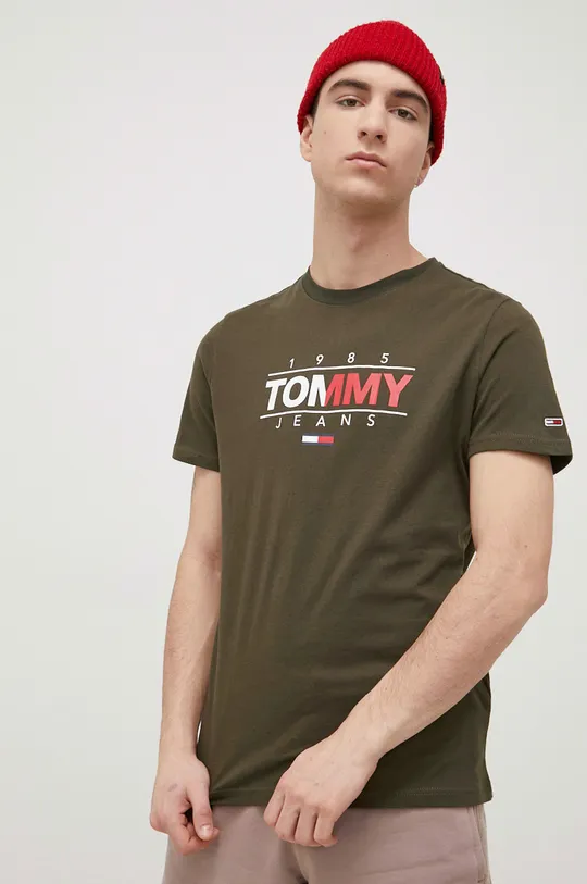 πράσινο Tommy Jeans - Βαμβακερό μπλουζάκι Ανδρικά