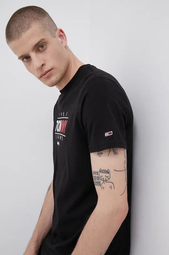 μαύρο Tommy Jeans - Βαμβακερό μπλουζάκι