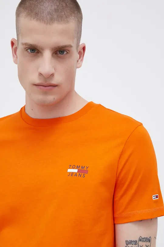 pomarańczowy Tommy Jeans T-shirt bawełniany DM0DM10099.4890 Męski