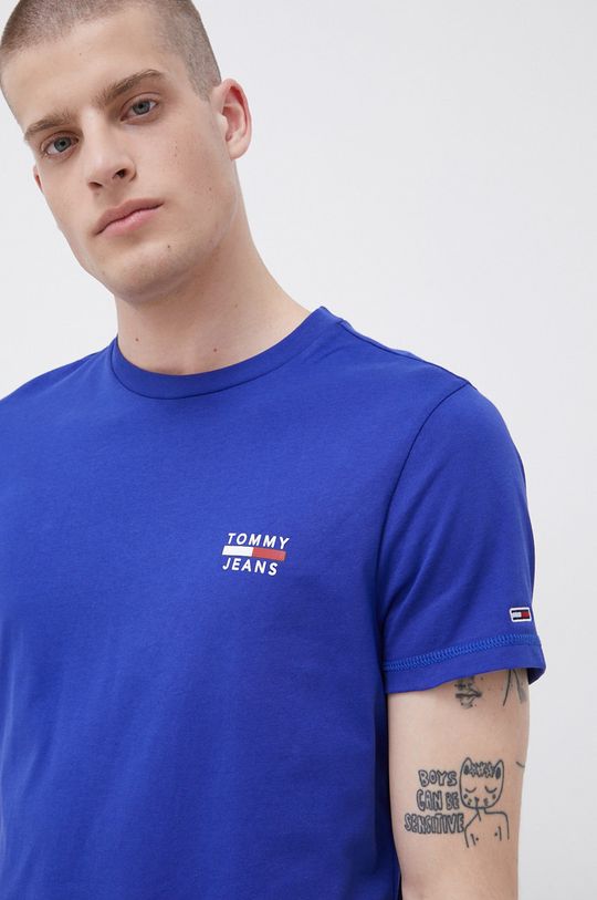 granatowy Tommy Jeans T-shirt bawełniany Męski