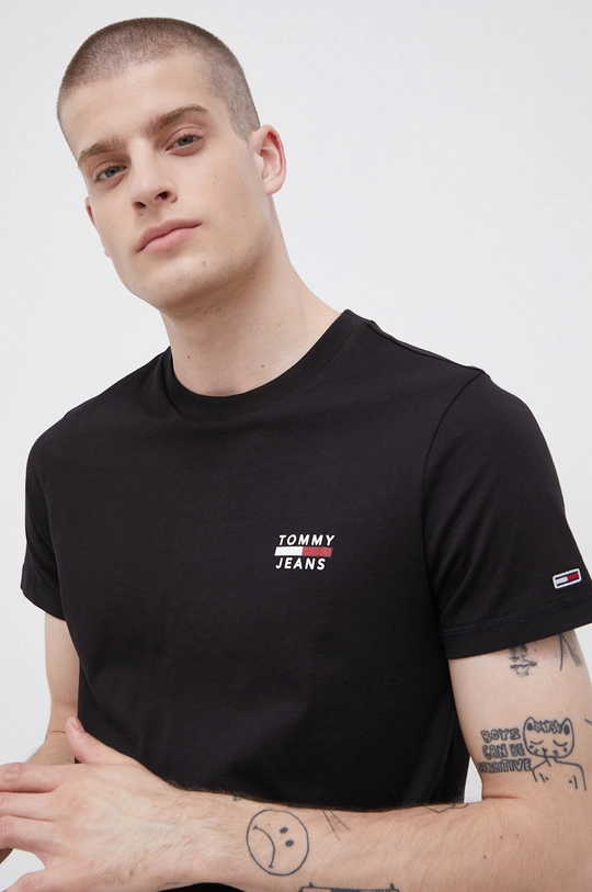 czarny Tommy Jeans T-shirt bawełniany DM0DM10099.4890