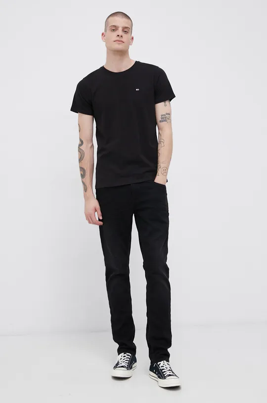 Хлопковая футболка Tommy Jeans чёрный