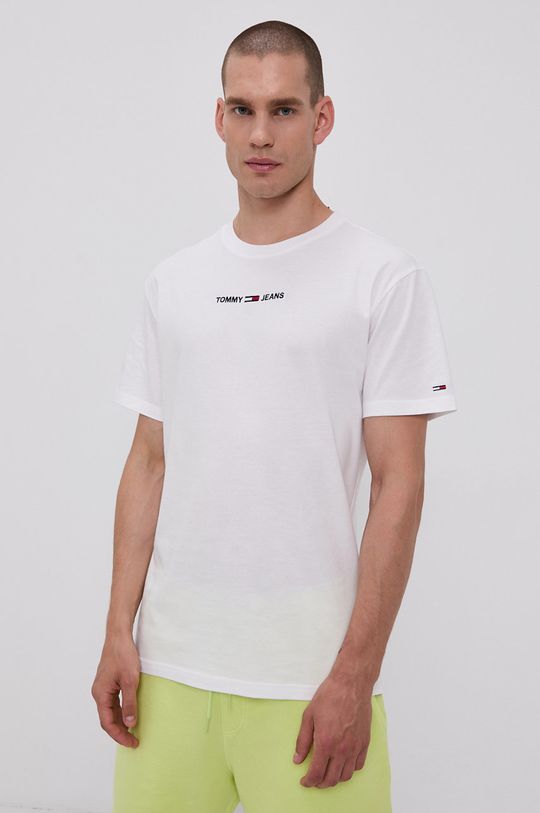 bílá Bavlněné tričko Tommy Jeans Pánský